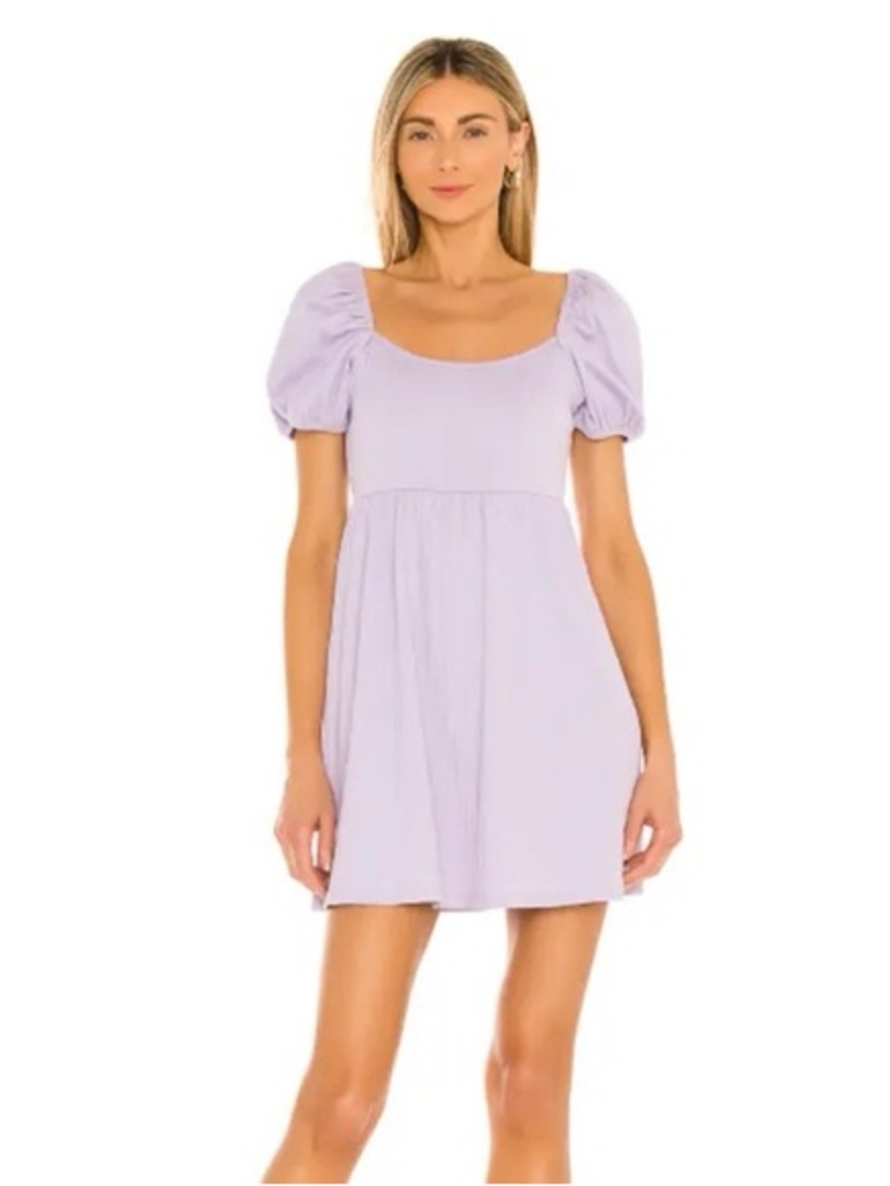 BB Dakota Lilac Square Neck Puff Sleeve Mini Dress